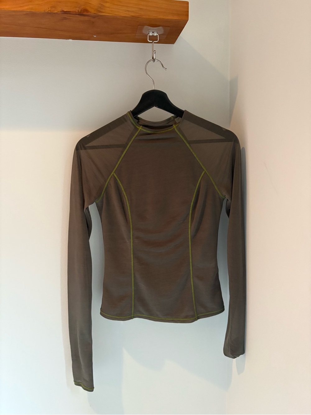 SIR the label Olive Long-Sleeve Top with Chartreuse Stitching